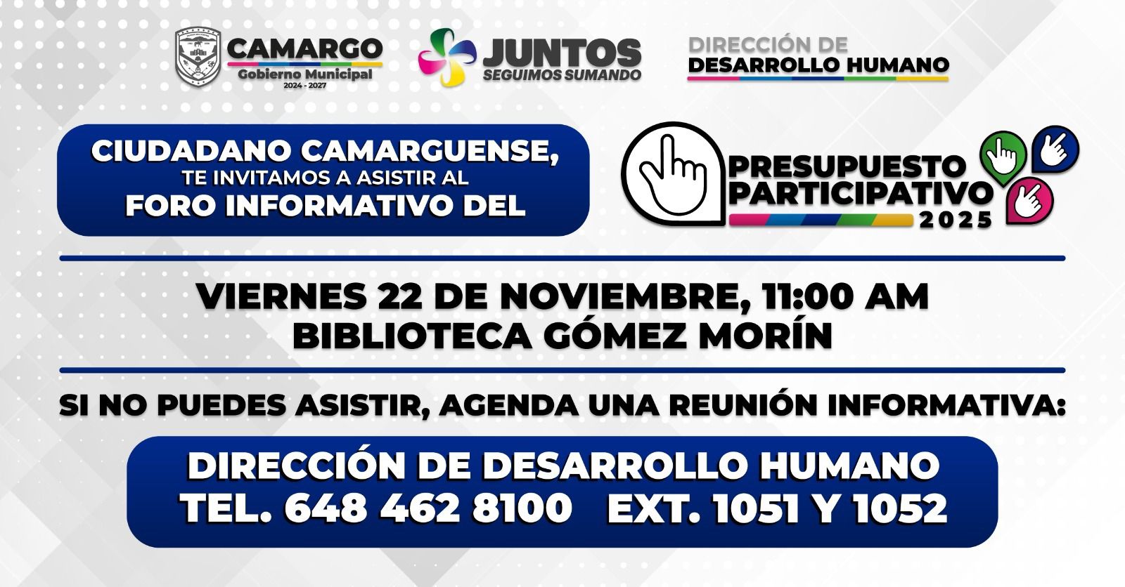 ¡Participa! Gobierno Municipal invita al segundo Foro Informativo del Presupuesto Participativo 2025