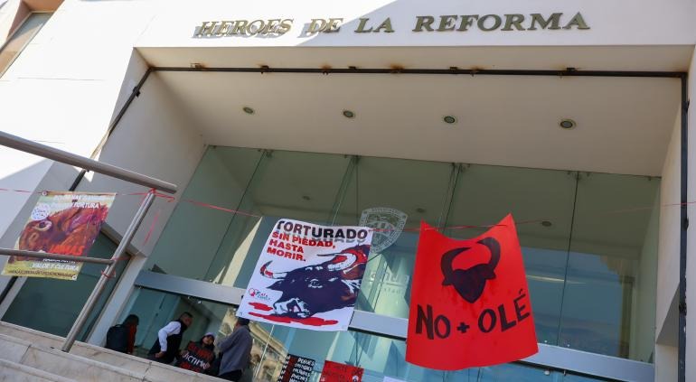 Tomada Hacienda tres horas; continúa protesta contra corridas de toros