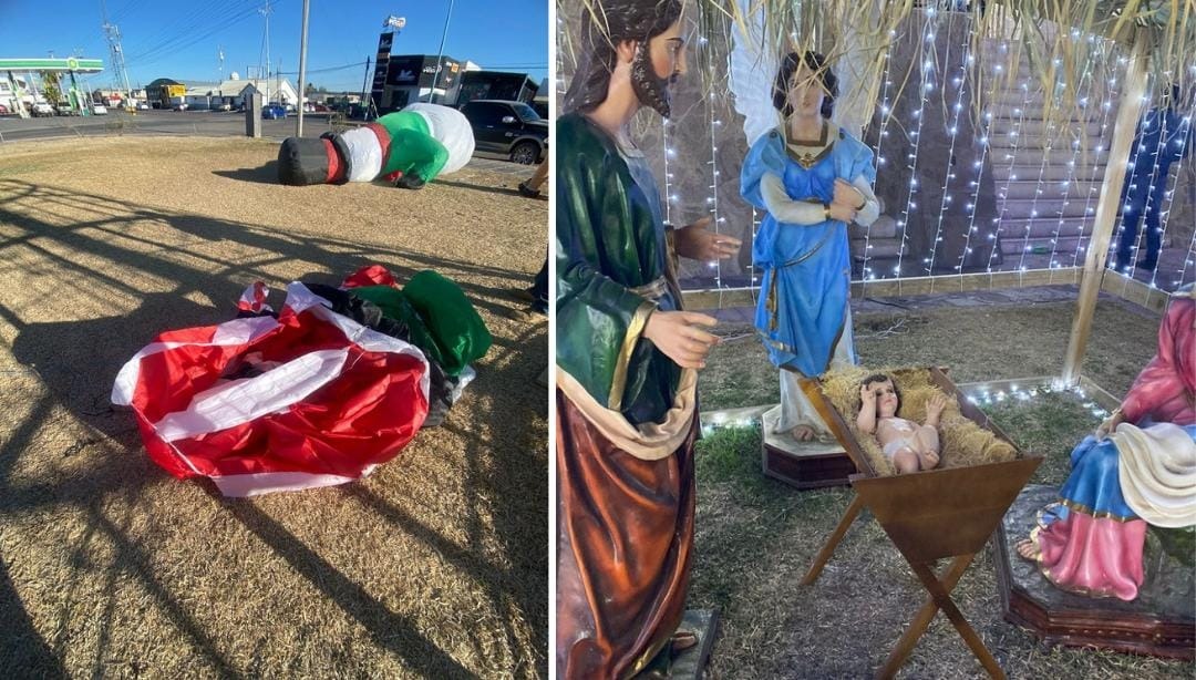 Vandalizan decoración navideña en la Puerta de Camargo; se llevaron al Niño Dios