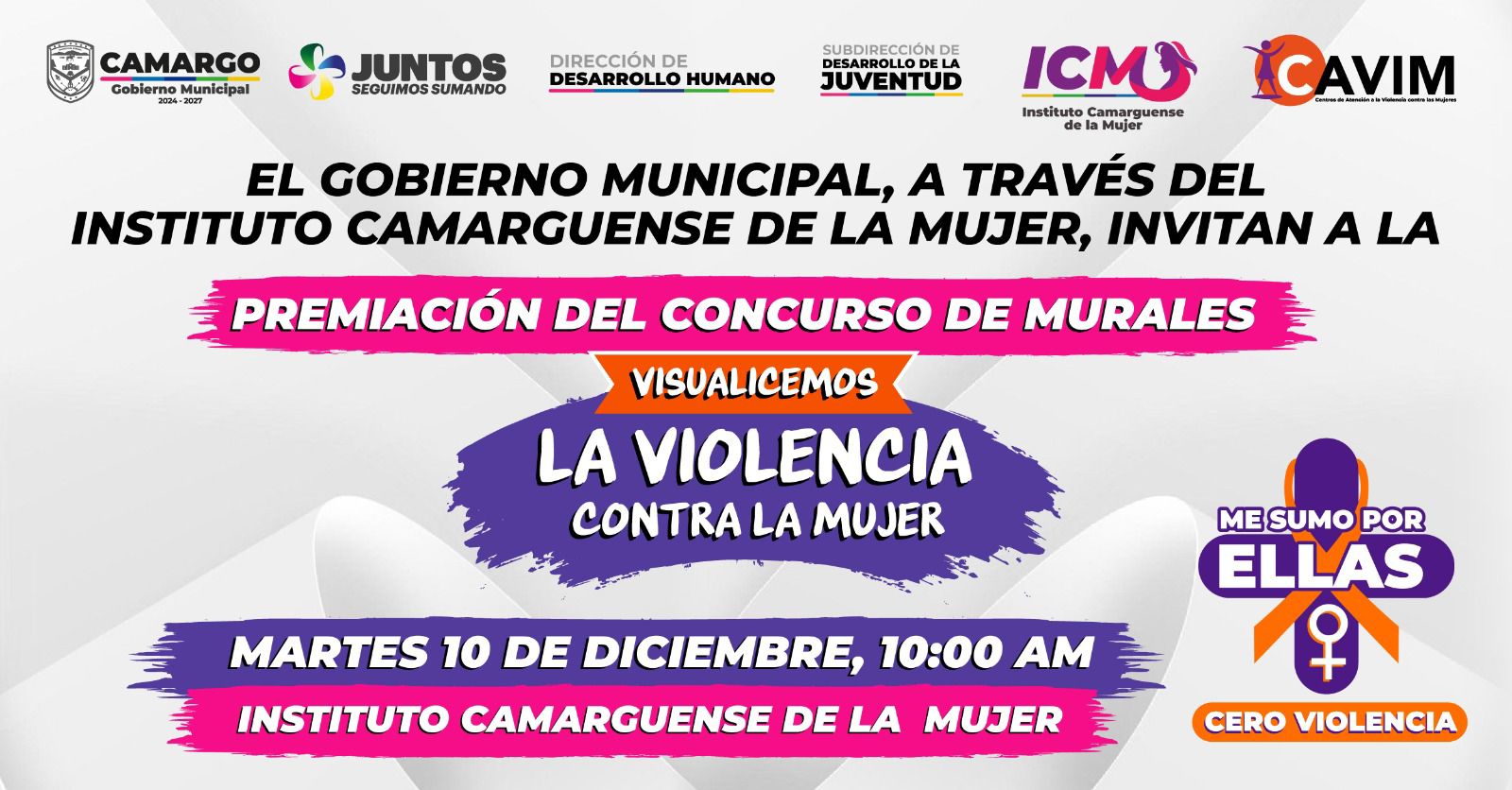 Gobierno Municipal y el ICM invitan a la premiación del concurso de murales “Visualicemos la Violencia Hacia la Mujer”