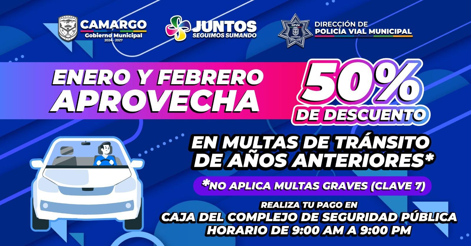 Municipio invita a aprovechar el 50% de descuento en multas de tránsito de años pasados