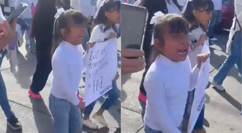 Desgarrador: lloró niña en marcha vs violencia en Culiacán