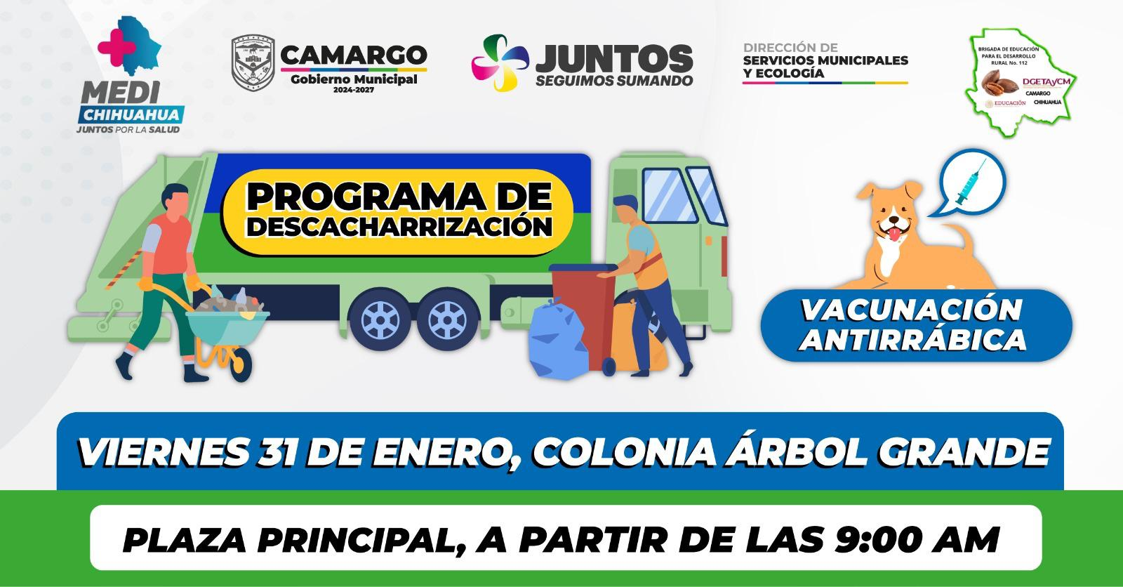 Este viernes programa de descacharrización y vacunación antirrábica en colonia Árbol Grande