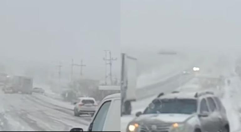 Azota nevada en carretera Chihuahua-Delicias, cerraron paso