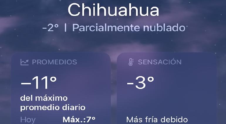 Gélida bienvenida de Tormenta Invernal; amanece Chihuahua a -2°C