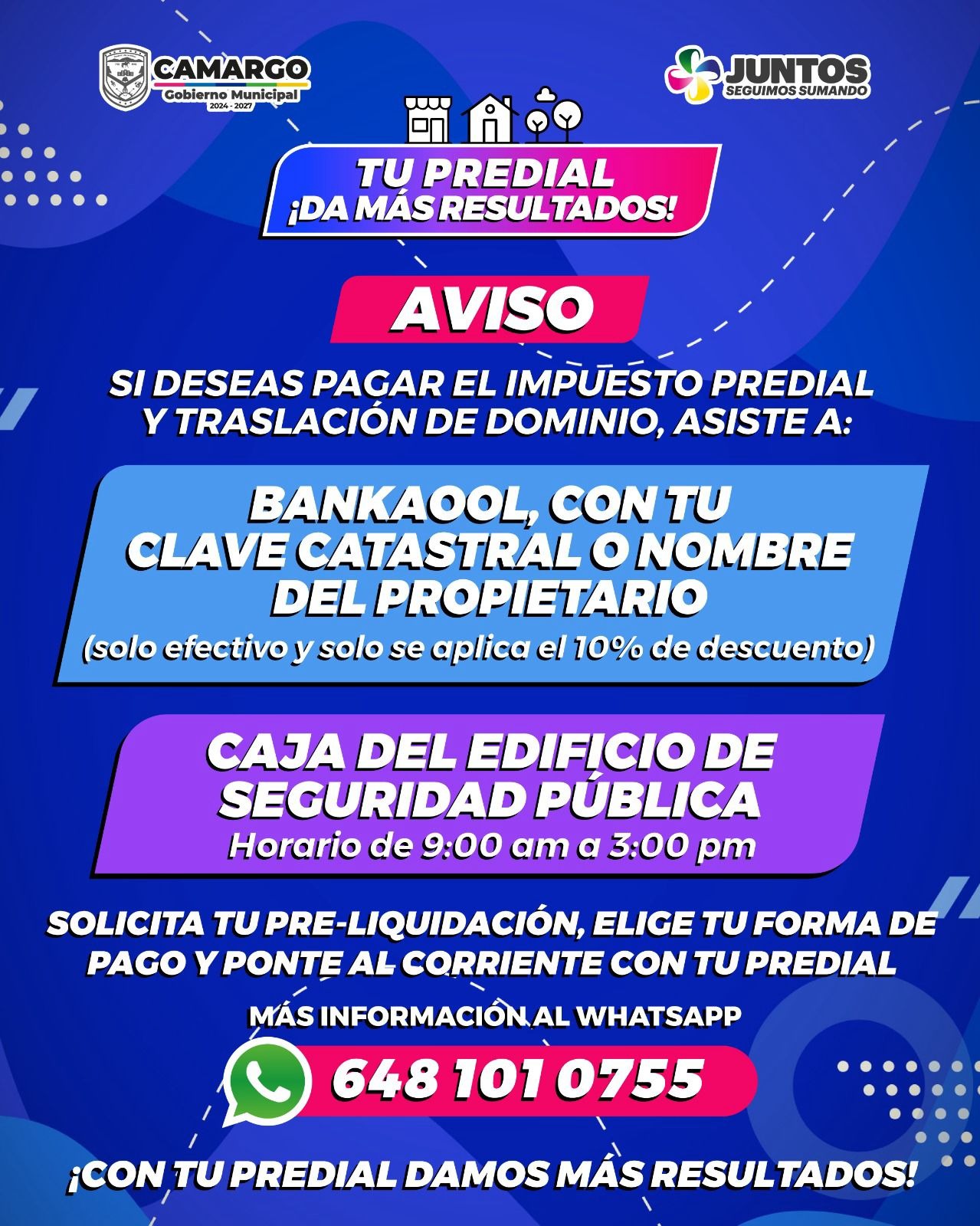 Municipio facilita el pago del impuesto predial para beneficio de la ciudadanía