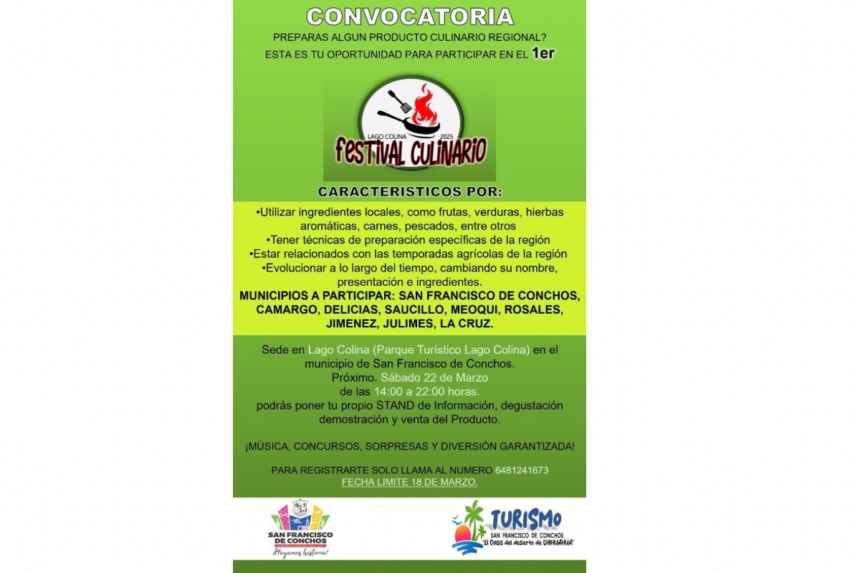 San Francisco de Conchos invita a inscribirse al primer Festival Culinario; lanza convocatoria