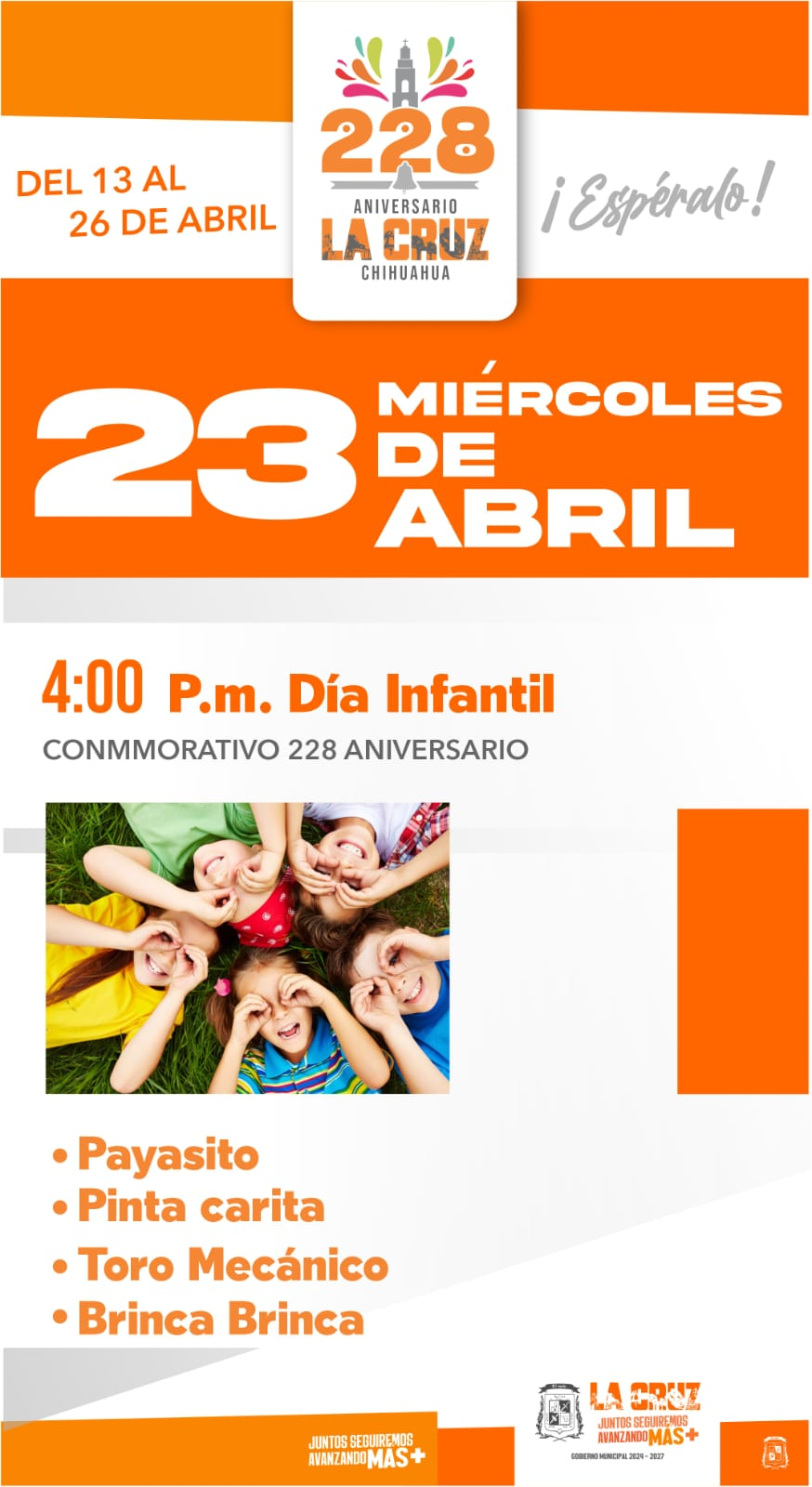 Hoy celebran el Día Infantil dentro del 228 Aniversario de La Cruz