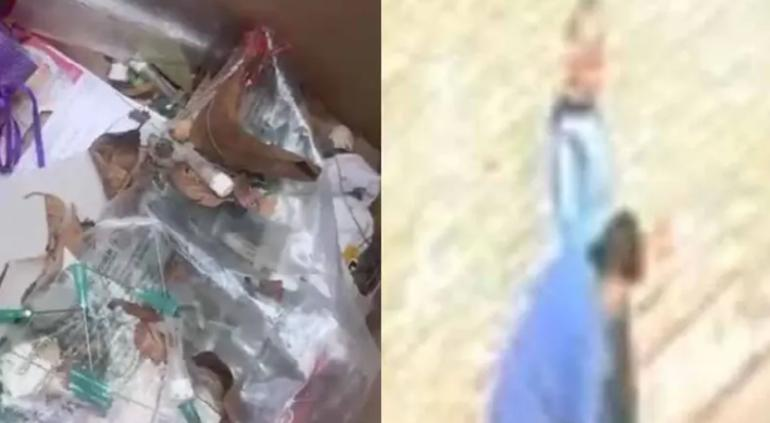 Abuelitos arrojan agujas a lo largo de una calle en Oaxaca