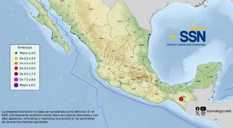 Tiembla Chiapas por sismo de 5.7 grados; descartaron tsunami