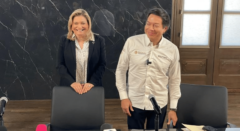 Sostuvo Maru reunión con Mario Delgado en Palacio de Gobierno