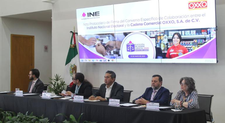 Firman INE y OXXO convenio para participación en elecciones judicales