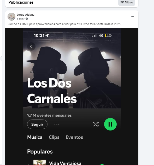 Confirman presentación de Los Dos Carnales en la Expo Feria Santa Rosalía 2025