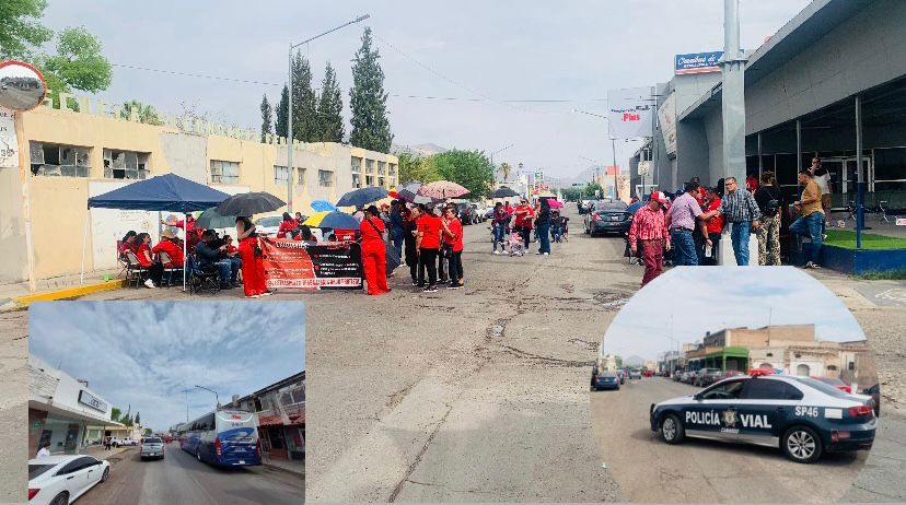 Maestros federales toman avenida Juarez en Camargo en contra de la Ley ISSSTE