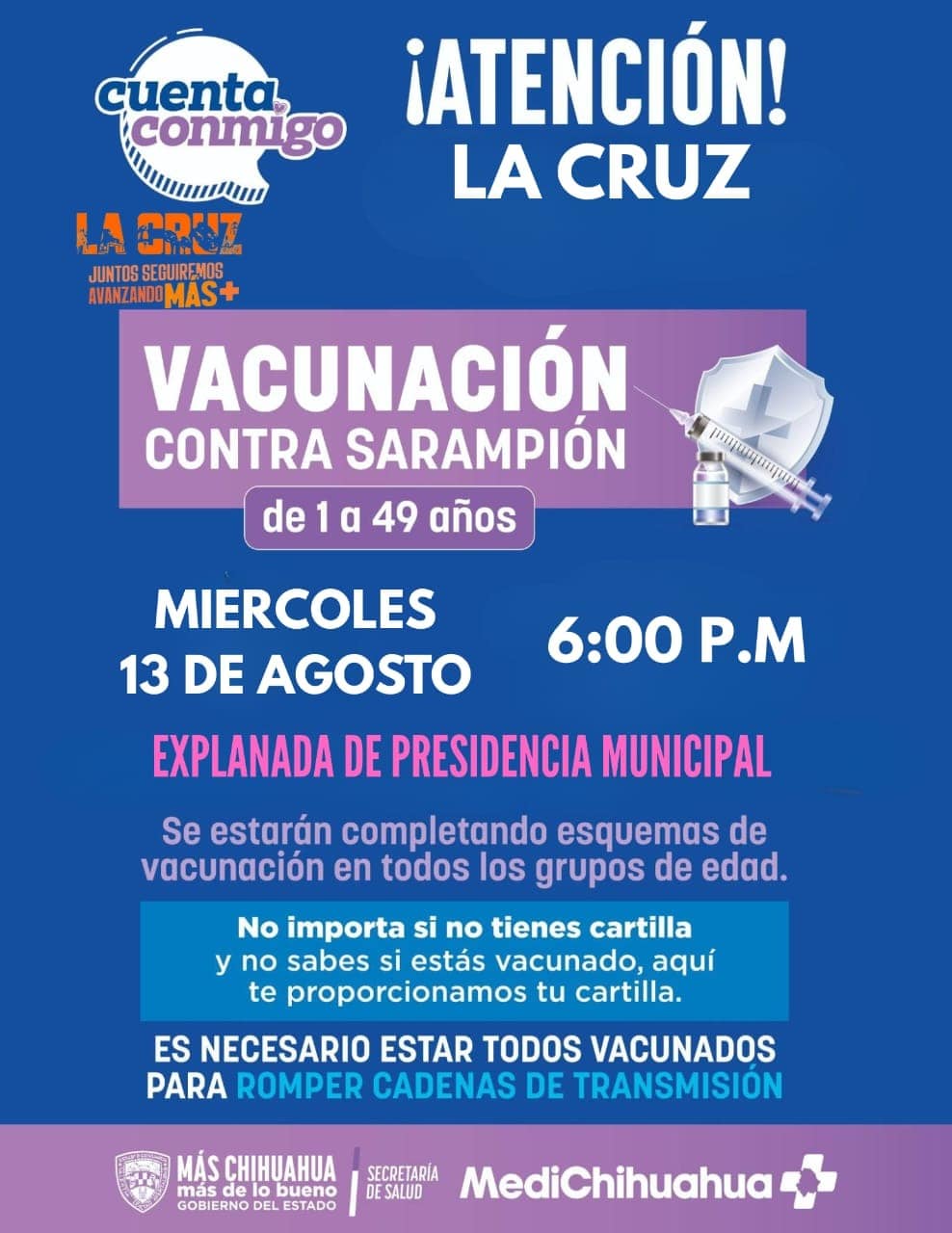 Jornada de vacunación contra sarampión en La Cruz