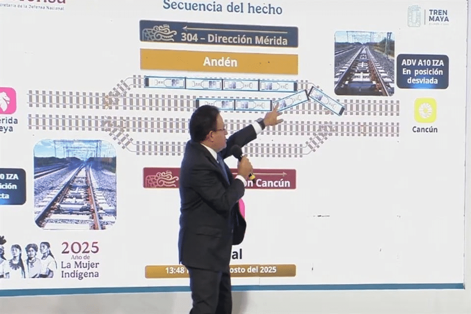 Cambio de vía tuvo anomalía, no debió pasar, dice Tren Maya