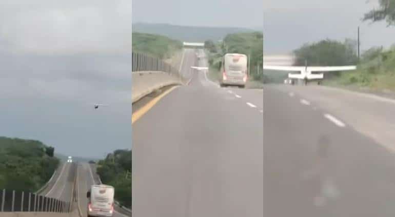 Así aterrizó avioneta en la carretera Culiacán-Mazatlán