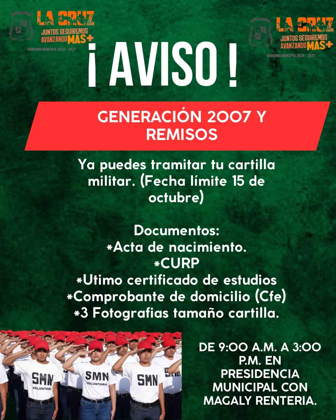 ¡Atención jóvenes de la generación 2007 y remisos!
