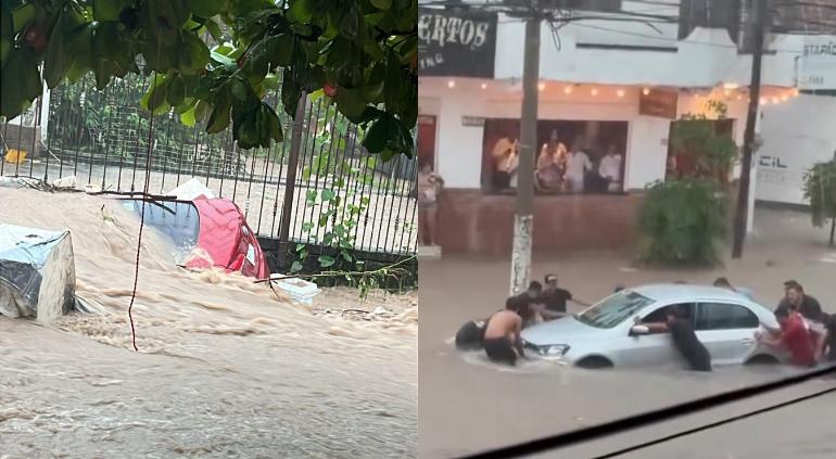 Lluvias inundaron calles y desbordaron arroyos en Puerto Vallarta 