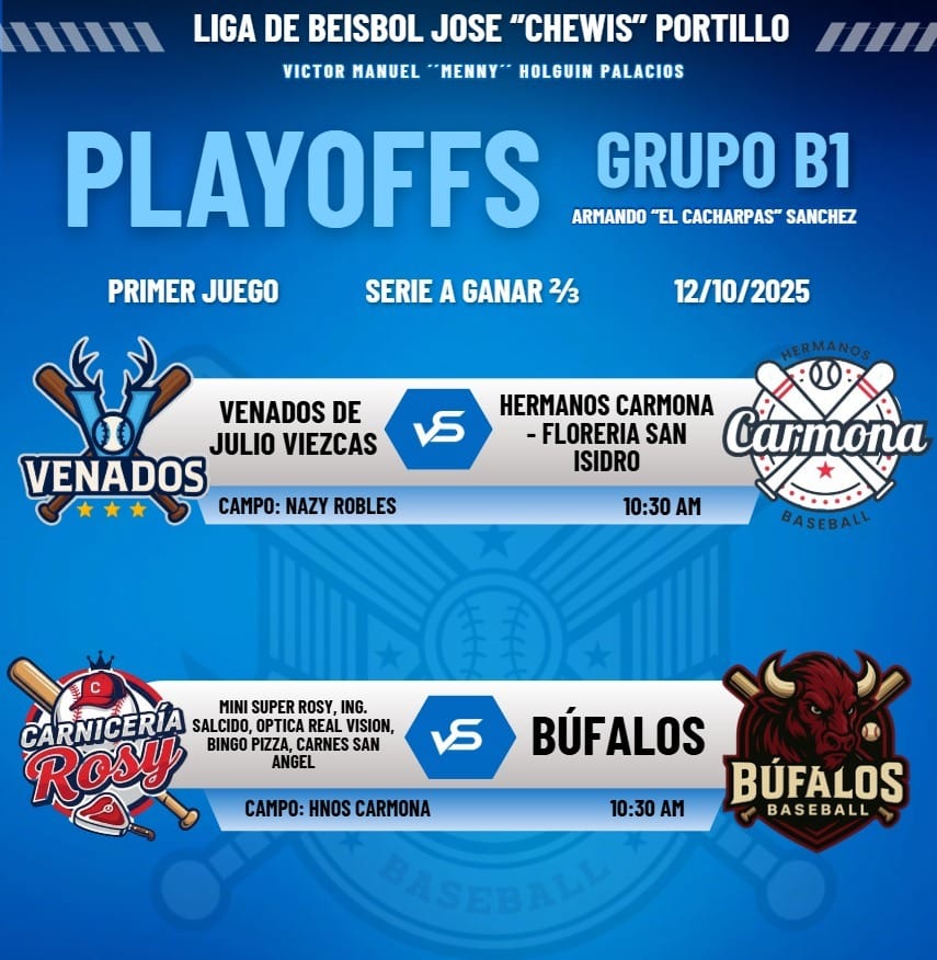 ¡Arrancan los Playoffs del Grupo B1 en la Liga de Béisbol José “Chewis” Portillo!