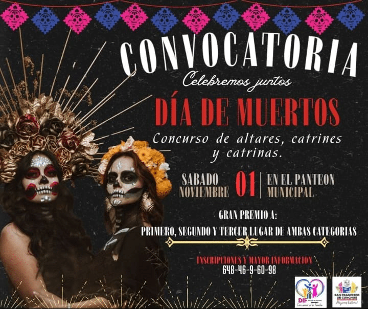 Presidencia de San Francisco de Conchos abre convocatoria para participar en concurso de altares de muertos, catrinas y catrines