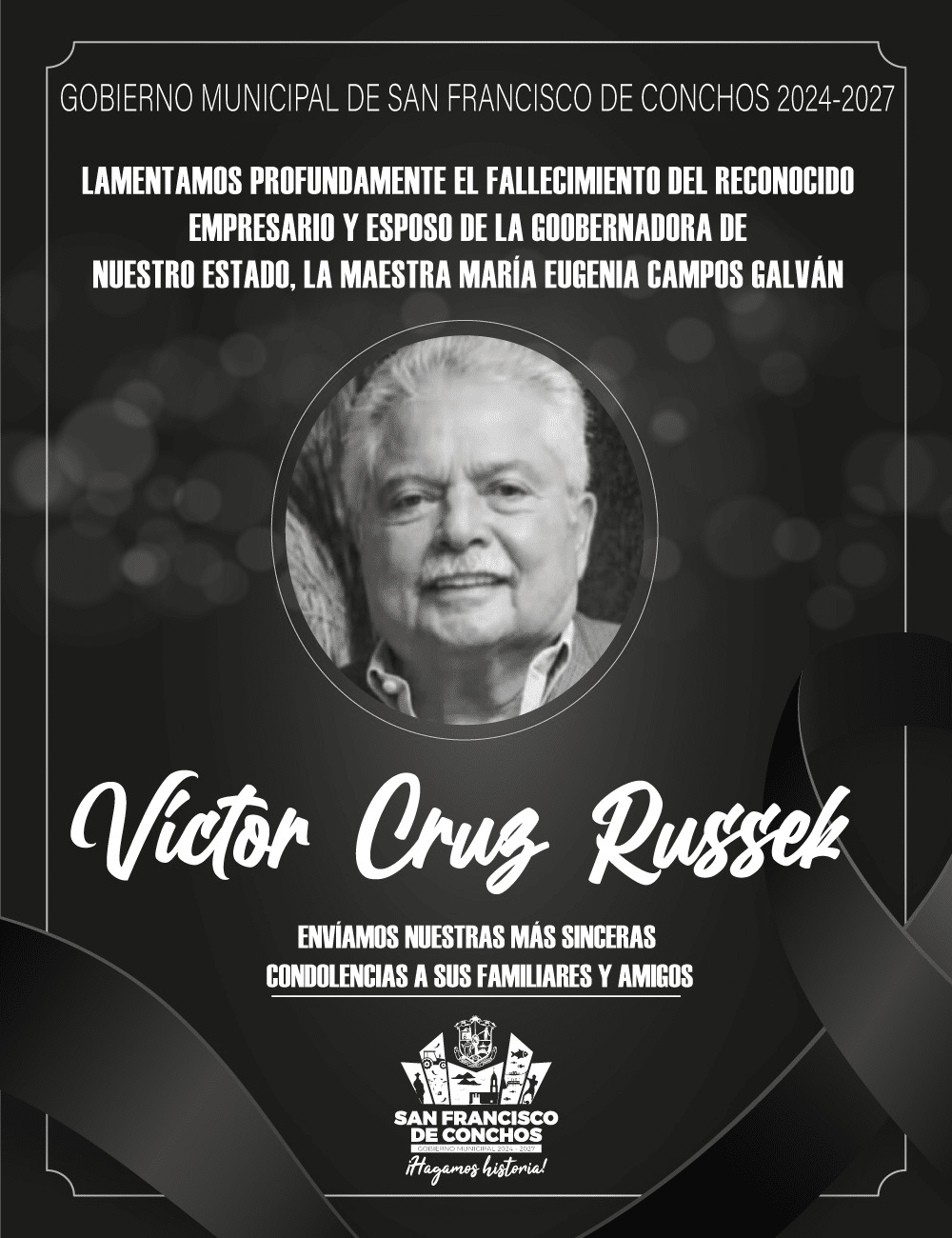 Lamenta Gobierno Municipal de SFC fallecimiento de Víctor Cruz Russek