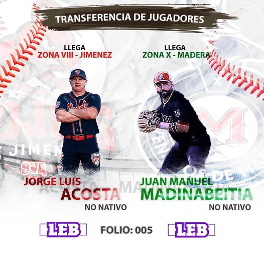 Cambio en el Club Venados de Madera  y Rojos de Jiménez