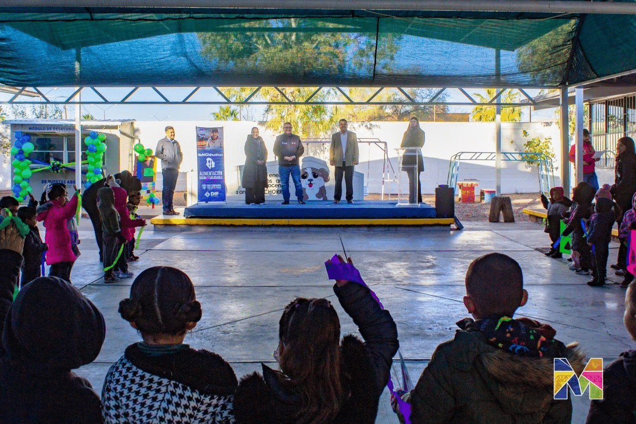 Entrega DIF Estatal módulo de cocina escolar en Meoqui en beneficio de 78 niños y niñas