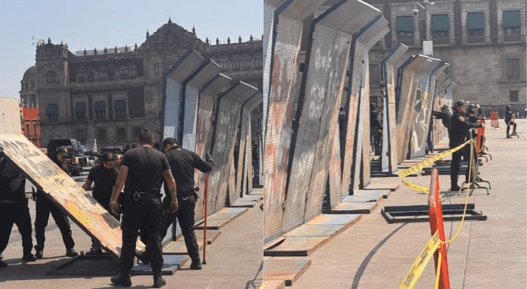 Blindaron con vallas Palacio Nacional por marcha del 8M