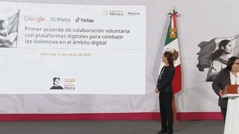 Sheinbaum anuncia acuerdo con Google, TikTok y Meta para atender la violencia contra las mujeres en México 