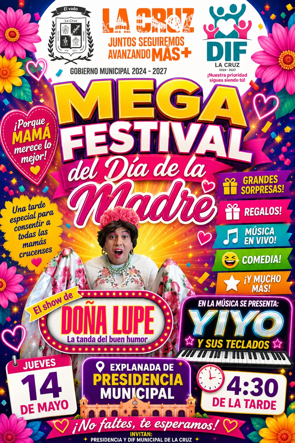 Mega Festival del Día de la Madre llegará este jueves 14 a La Cruz