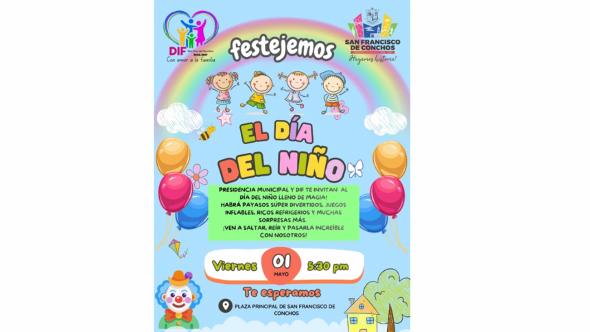Invitan a DIF Municipal a celebrar el Día del Niño en San Francisco de Conchos con evento familiar