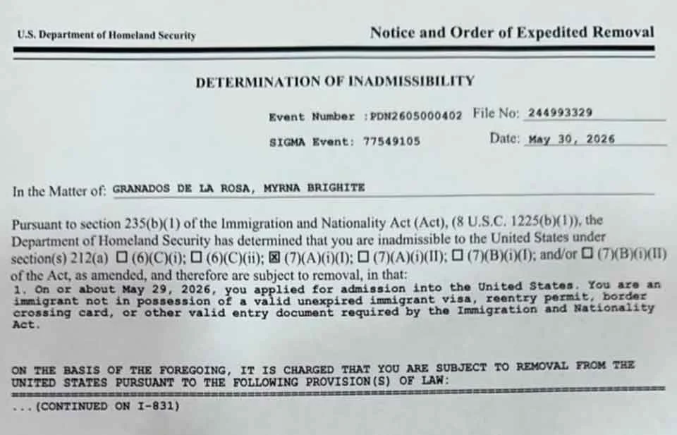 Presenta Brighite documento que aclara revocación de visa