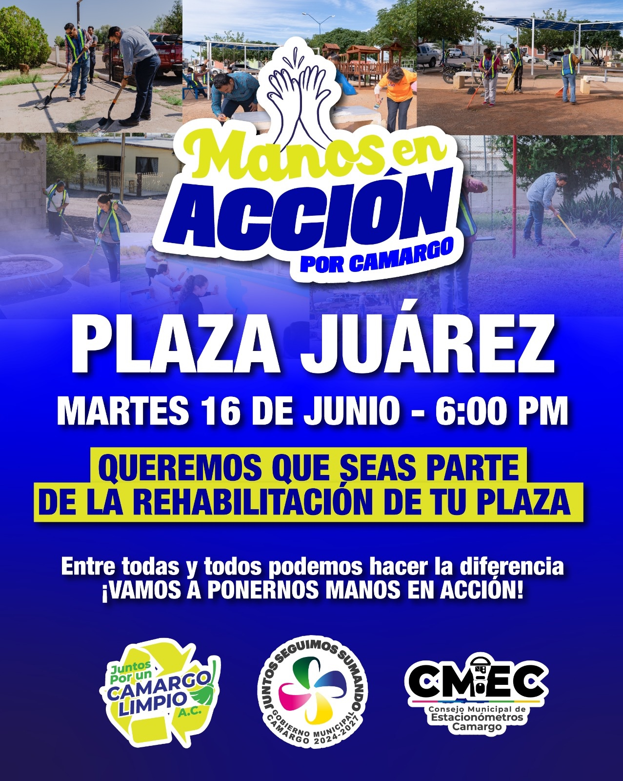 Gobierno Municipal invita a participar en jornada “Manos en Acción” en la Plaza Juárez hoy martes