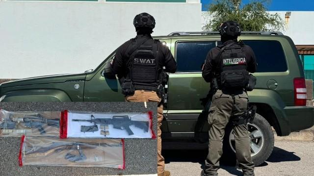 Incauta SWAT tres armas largas y vehículo en Cuauhtémoc