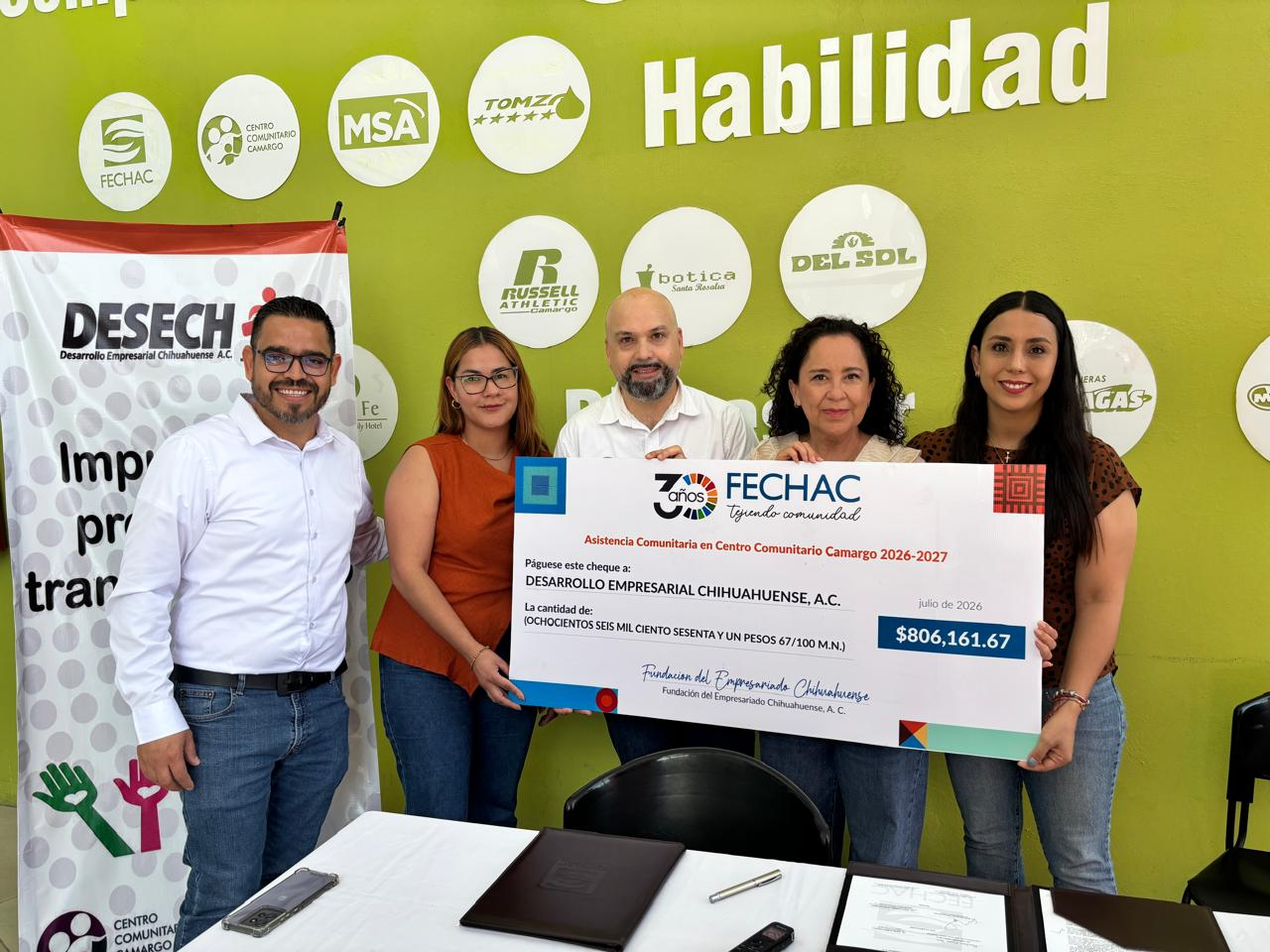 FECHAC aporta 806 mil pesos para fortalecer programas sociales de DESECH en beneficio de familias camarguenses
