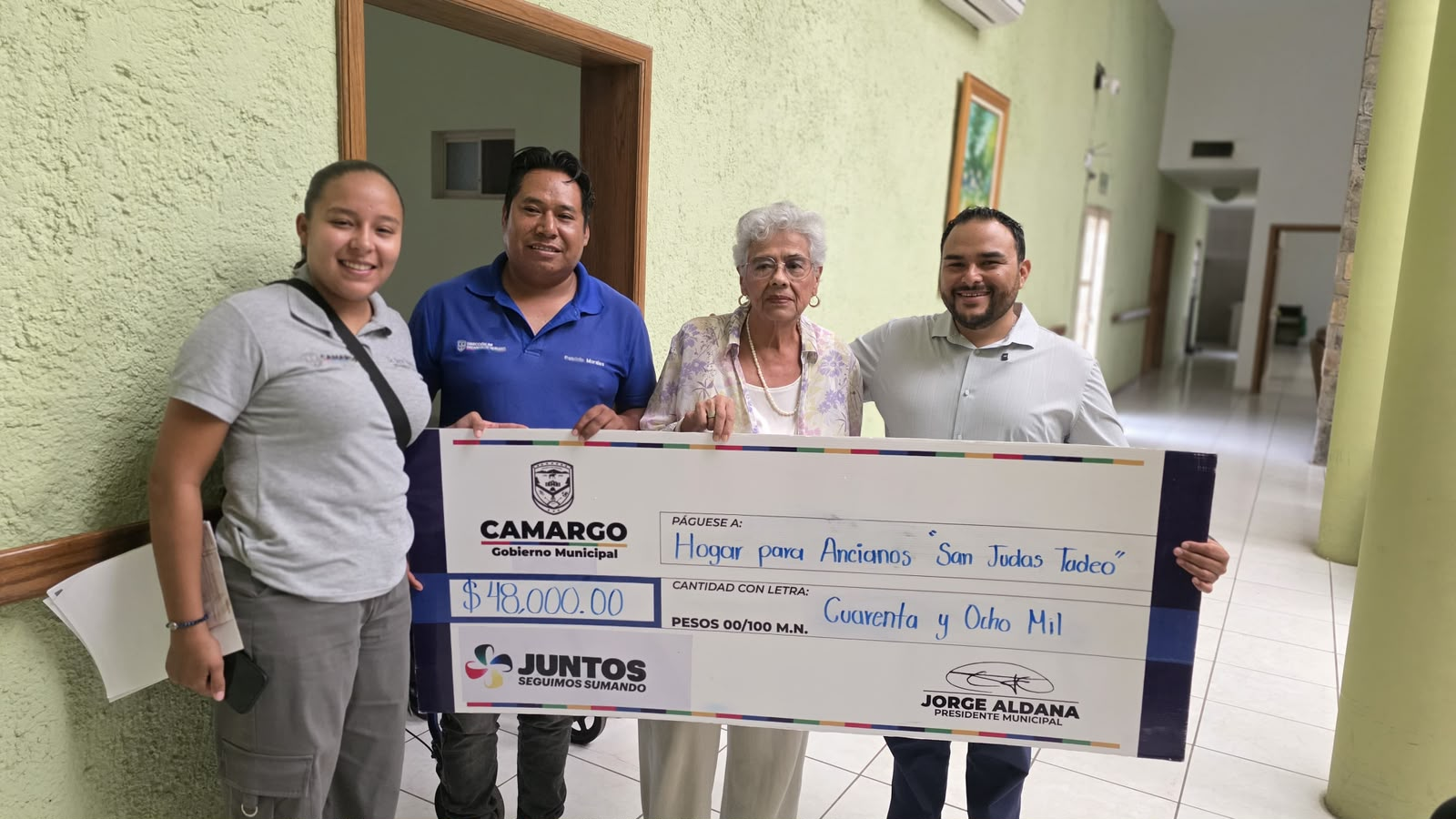 Gobierno Municipal respalda al Asilo San Judas Tadeo con apoyo económico de 48 mil pesos