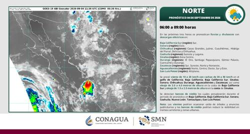 Conagua pronostica chubascos y descargas eléctricas en varias regiones de Chihuahua